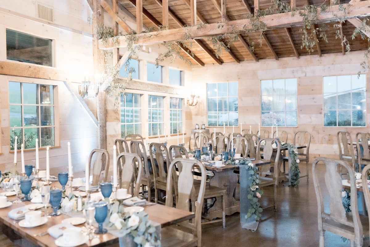 blue wedding table runners