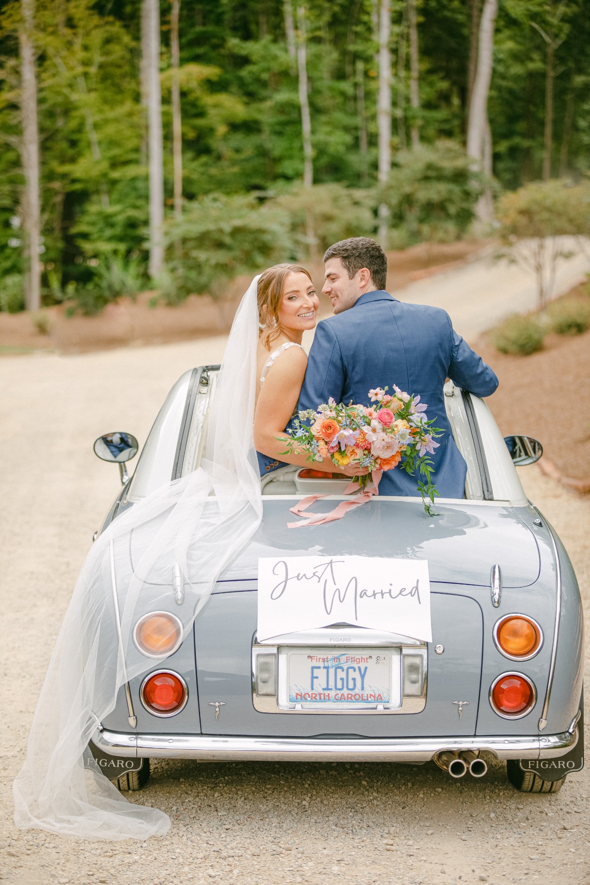 just married getaway car