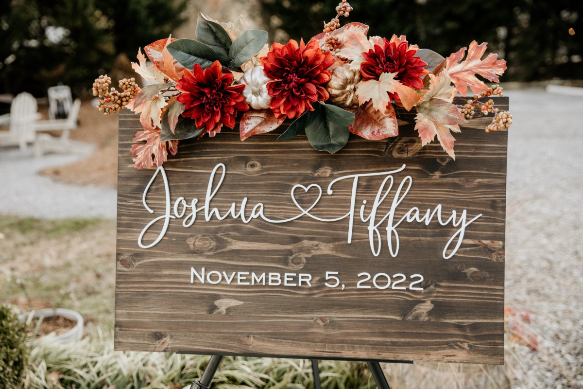 wooden wedding sign