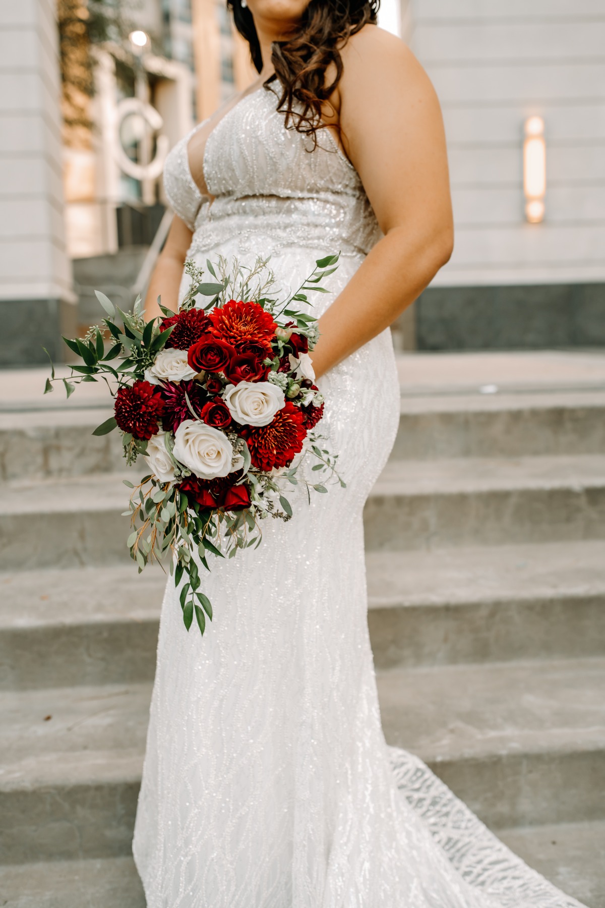 deep v neck wedding dress