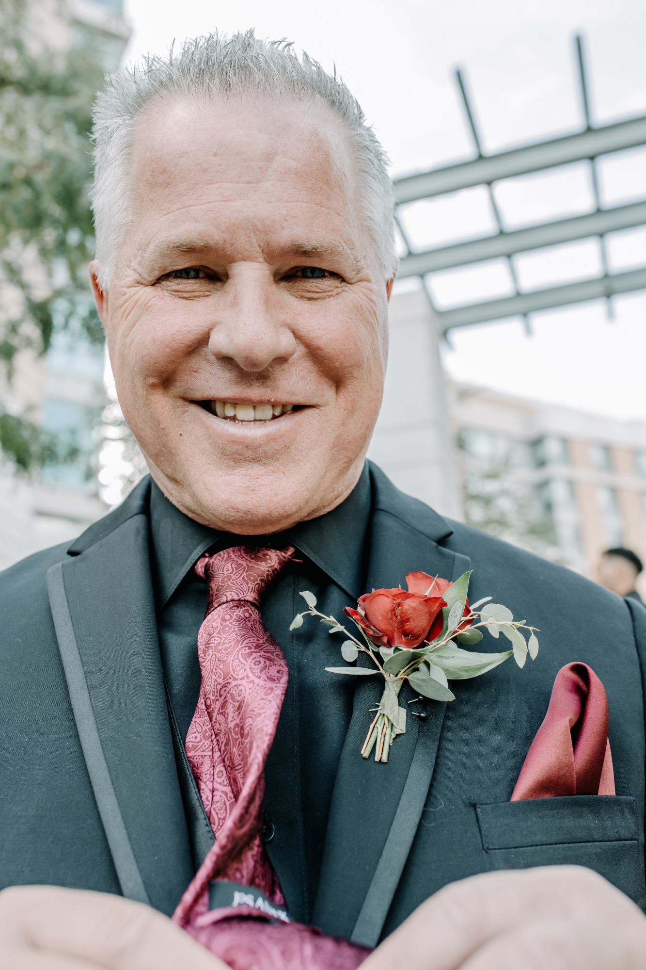 Dad has custom tie with daughter 