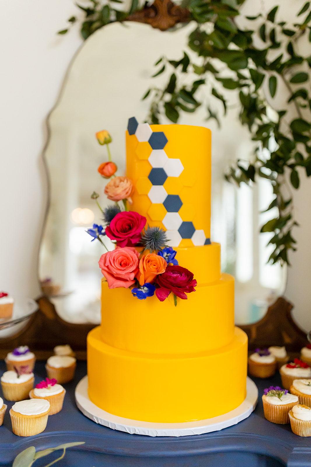 yellow wedding cake