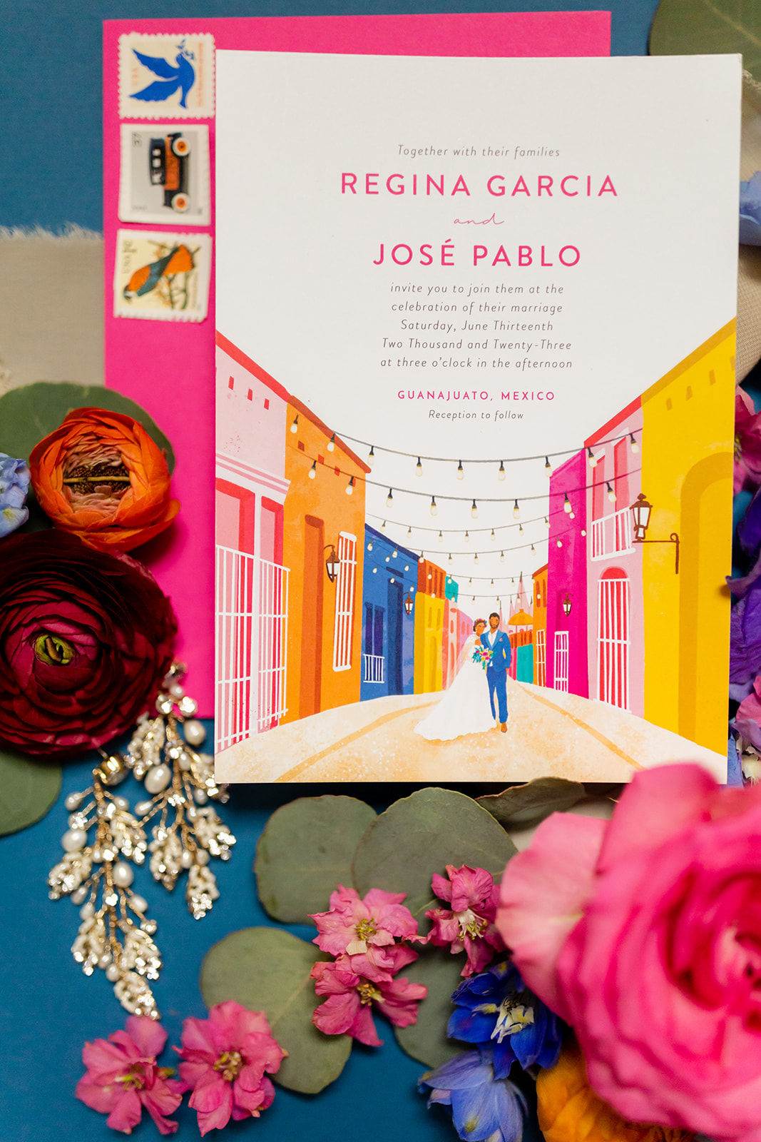 colorful custom wedding stationery