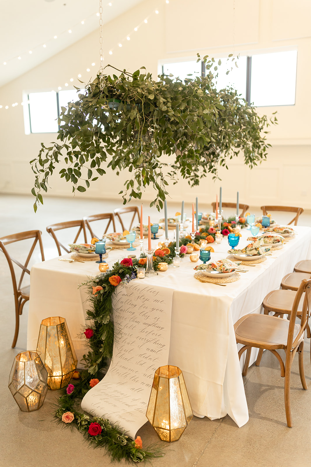 hanging greenery wedding installation