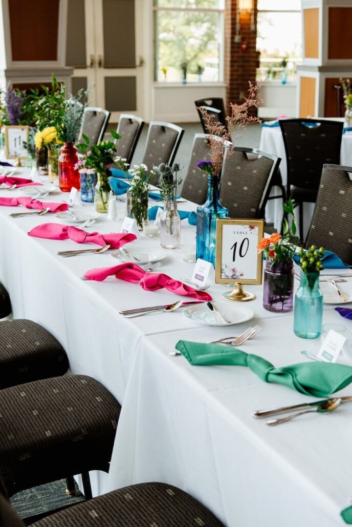 tied napkin folds at wedding reception