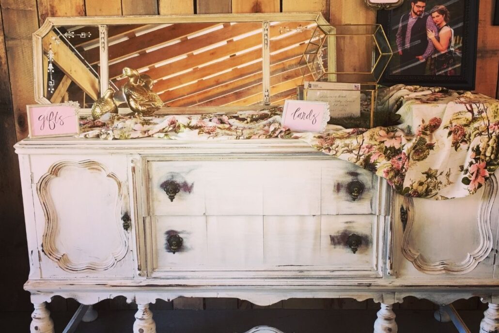 vintage bureau at wedding