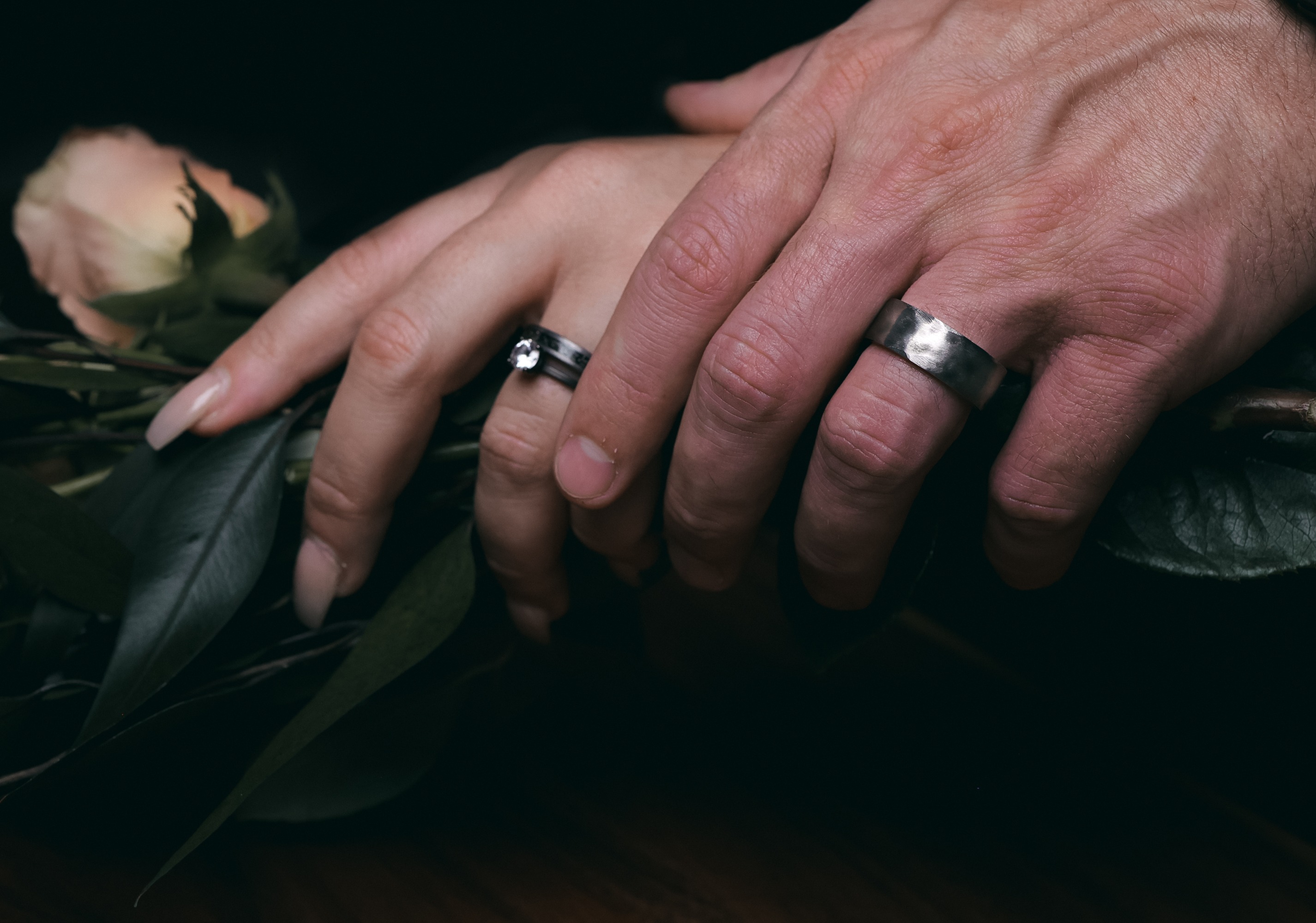 Terra and Black Meteorite wedding rings