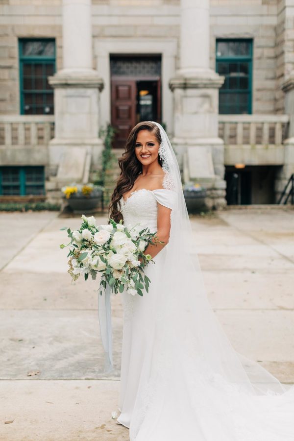 Courthouse Wedding Romantic Greenery