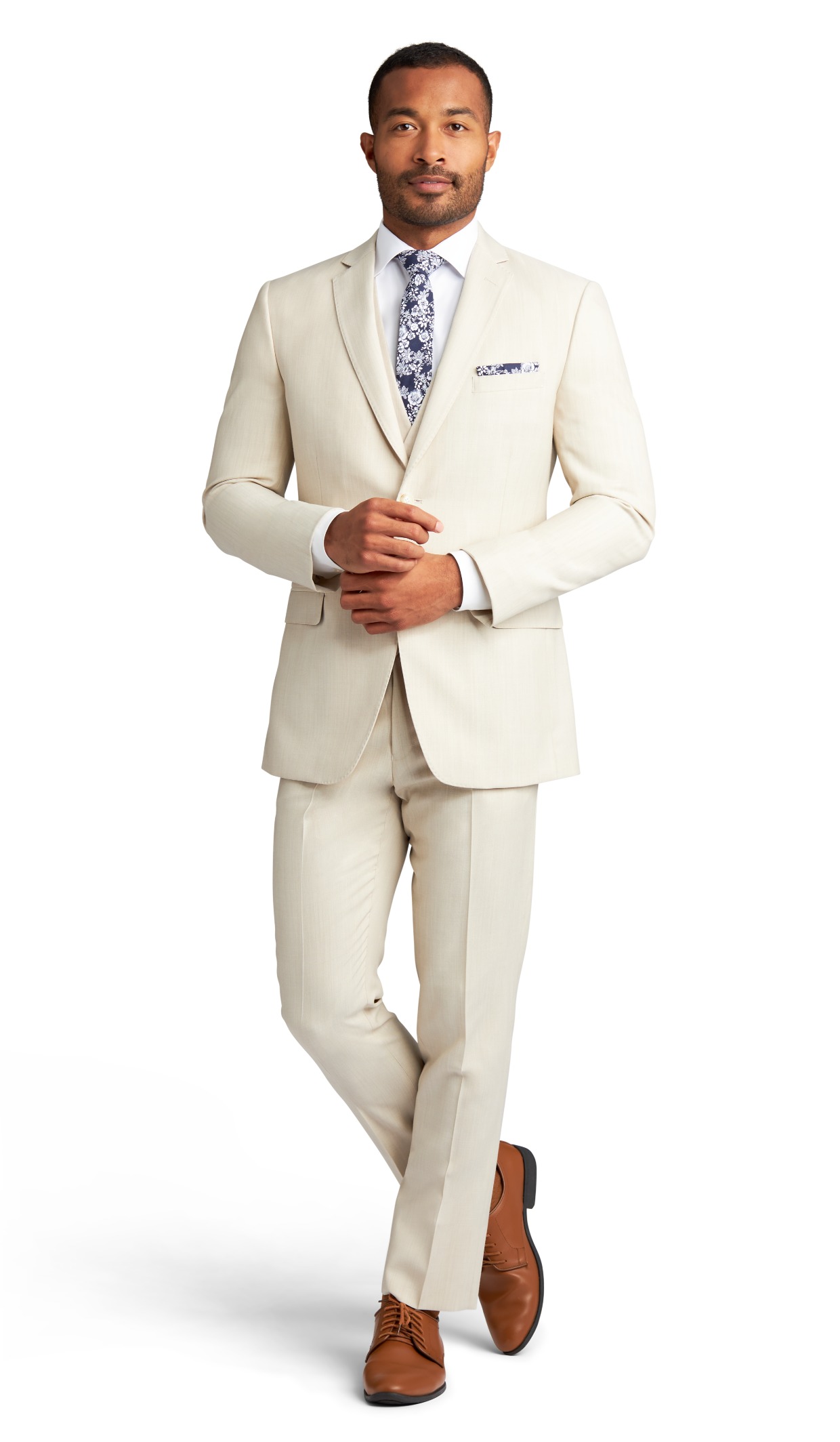 tan stretch suit from Stitch & Tie