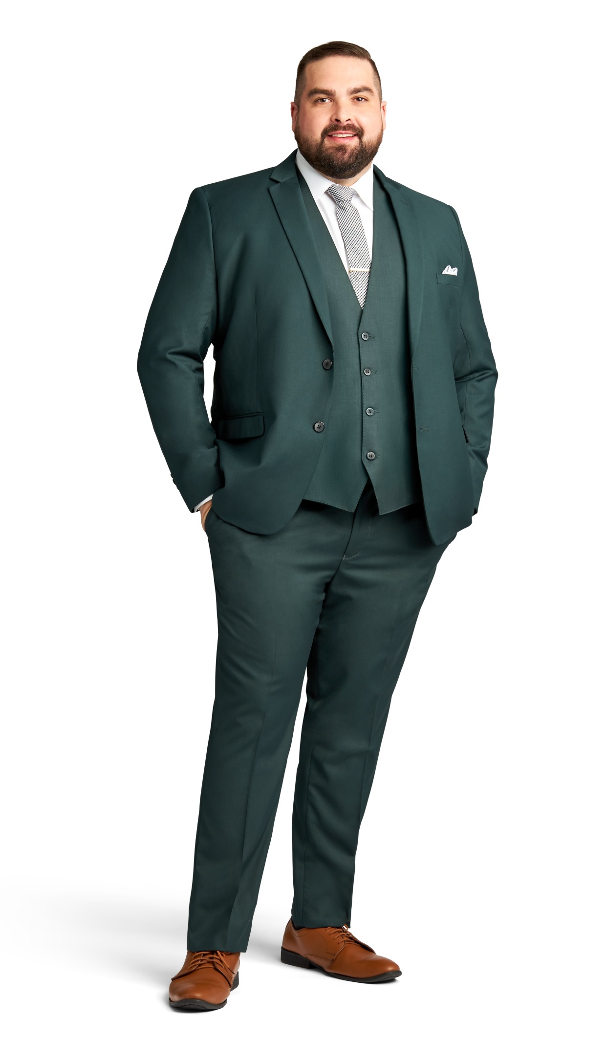 dark green stretch suit from Stitch & Tie