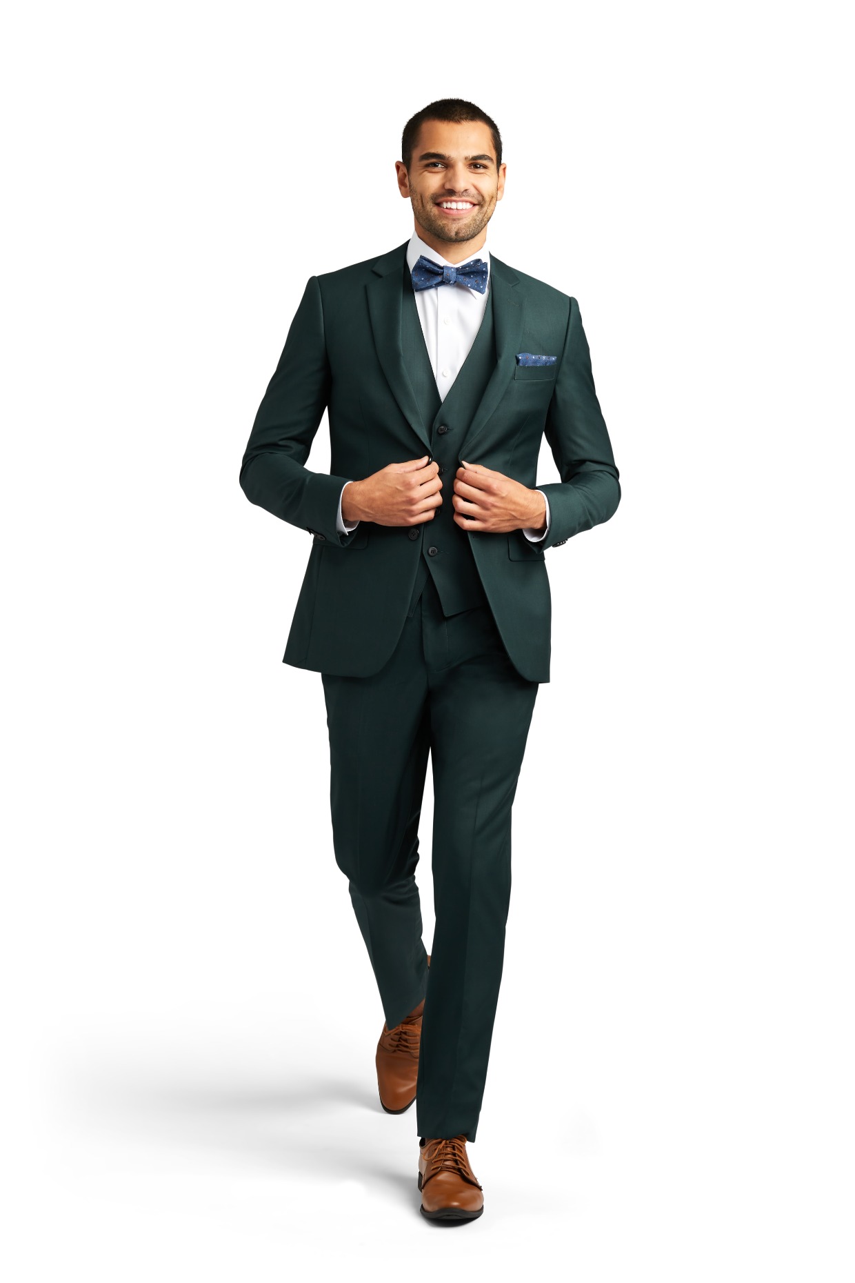 dark green stretch wedding suit from Stitch & Tie