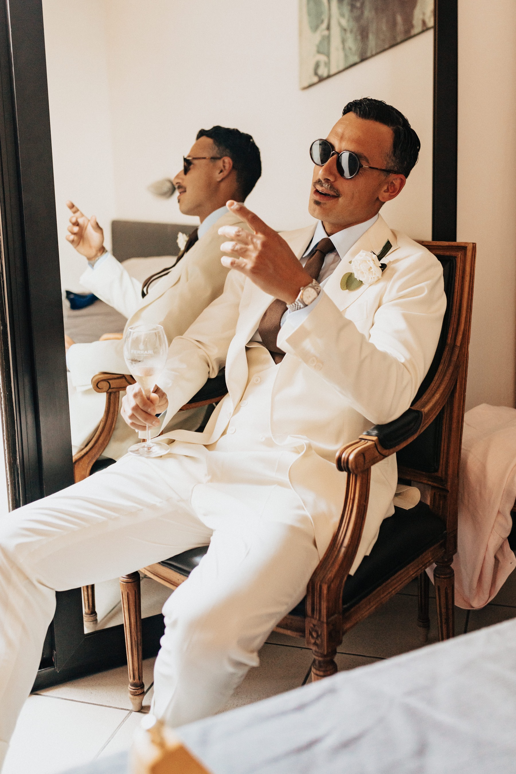 Italian white wedding suit