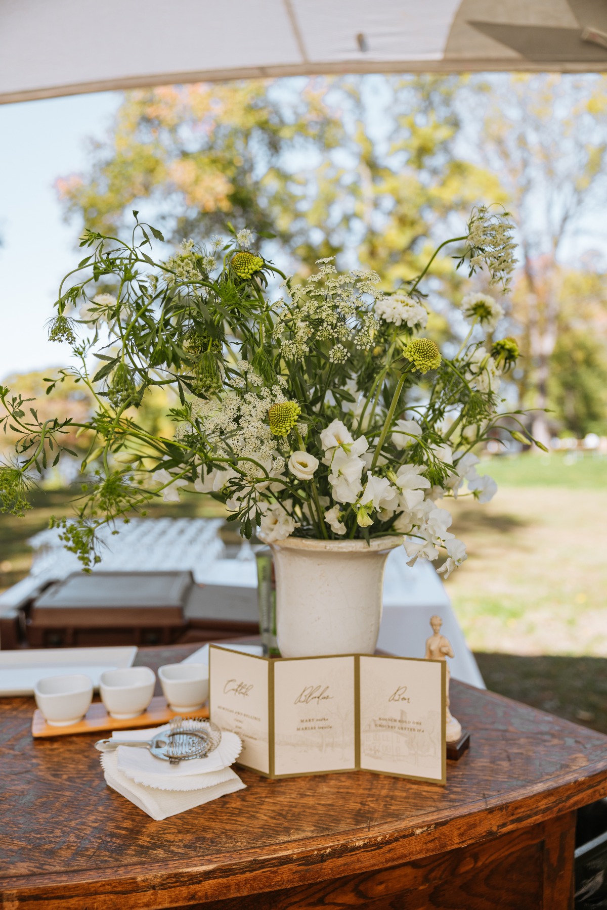 White and green wedding bar