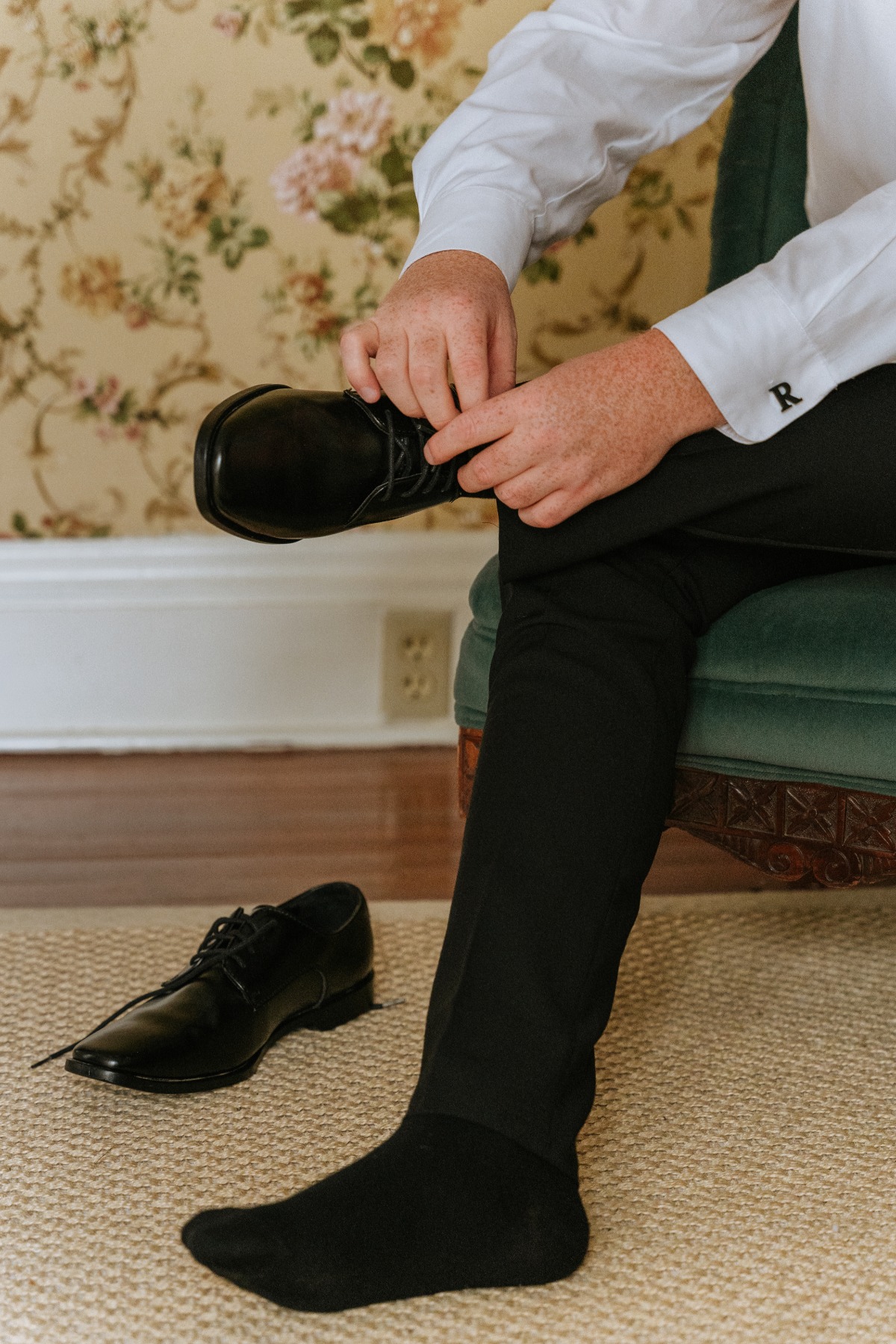 Groom getting ready