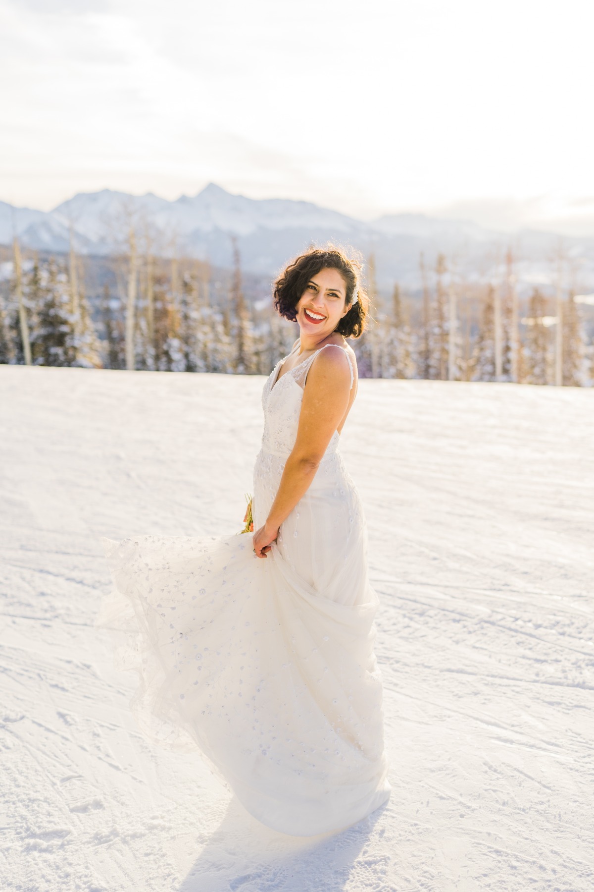 flowy winter wedding dress