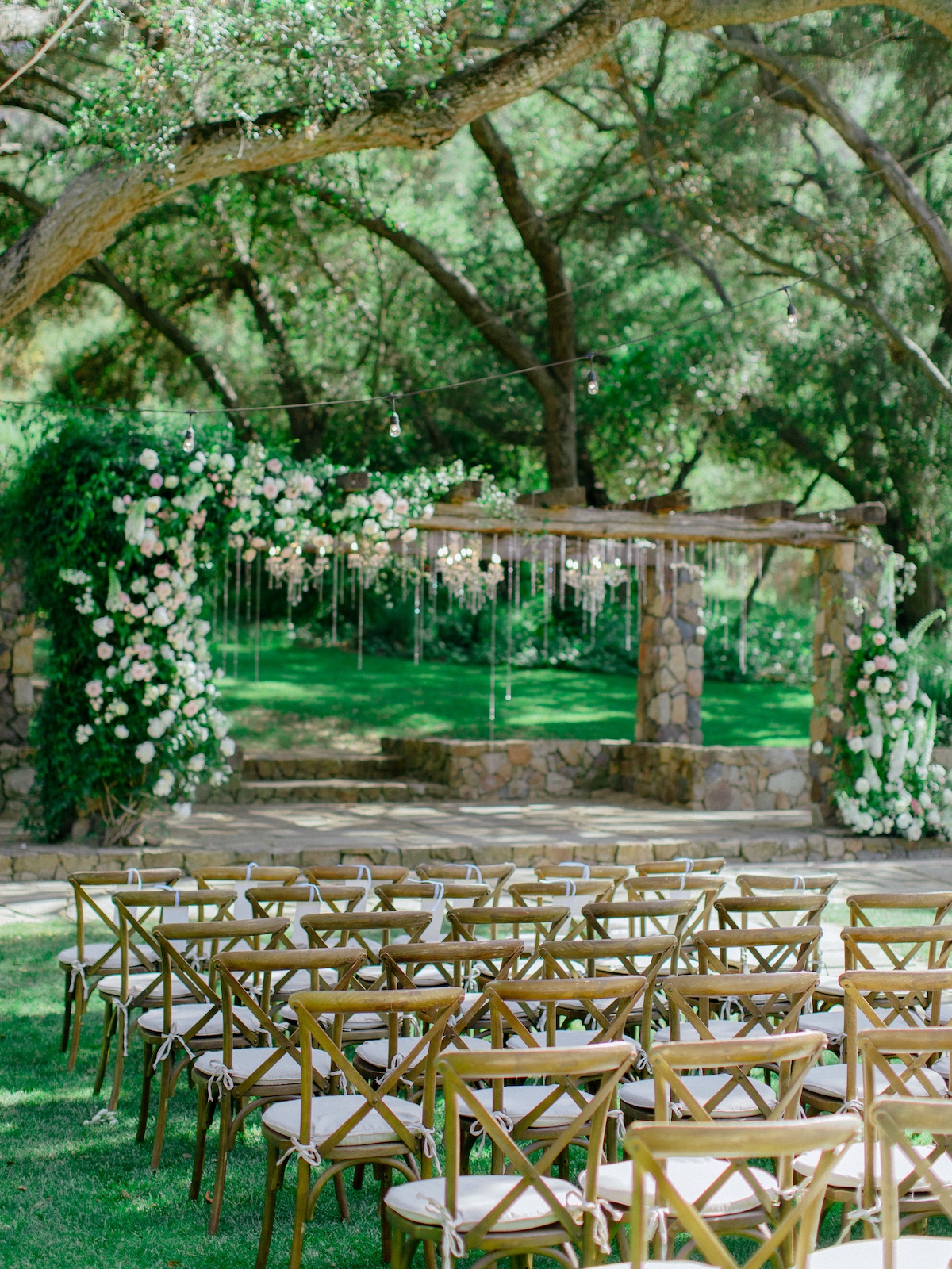 wedding installation with dripping crystals