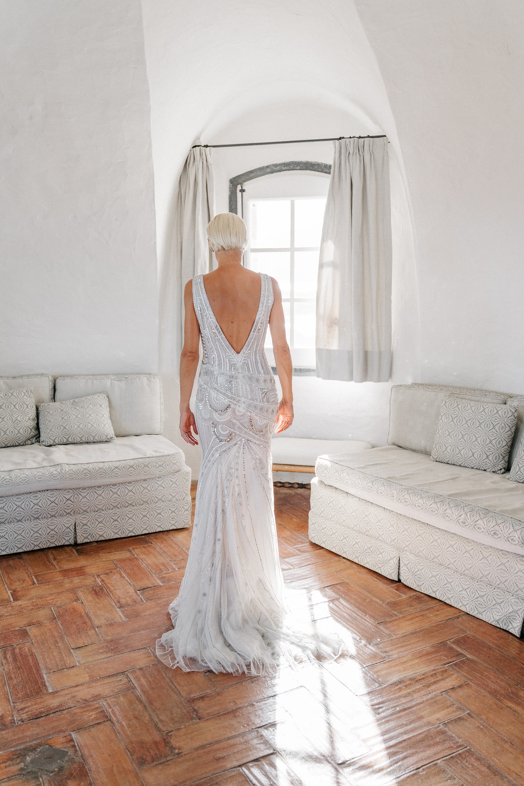 v-back wedding dress