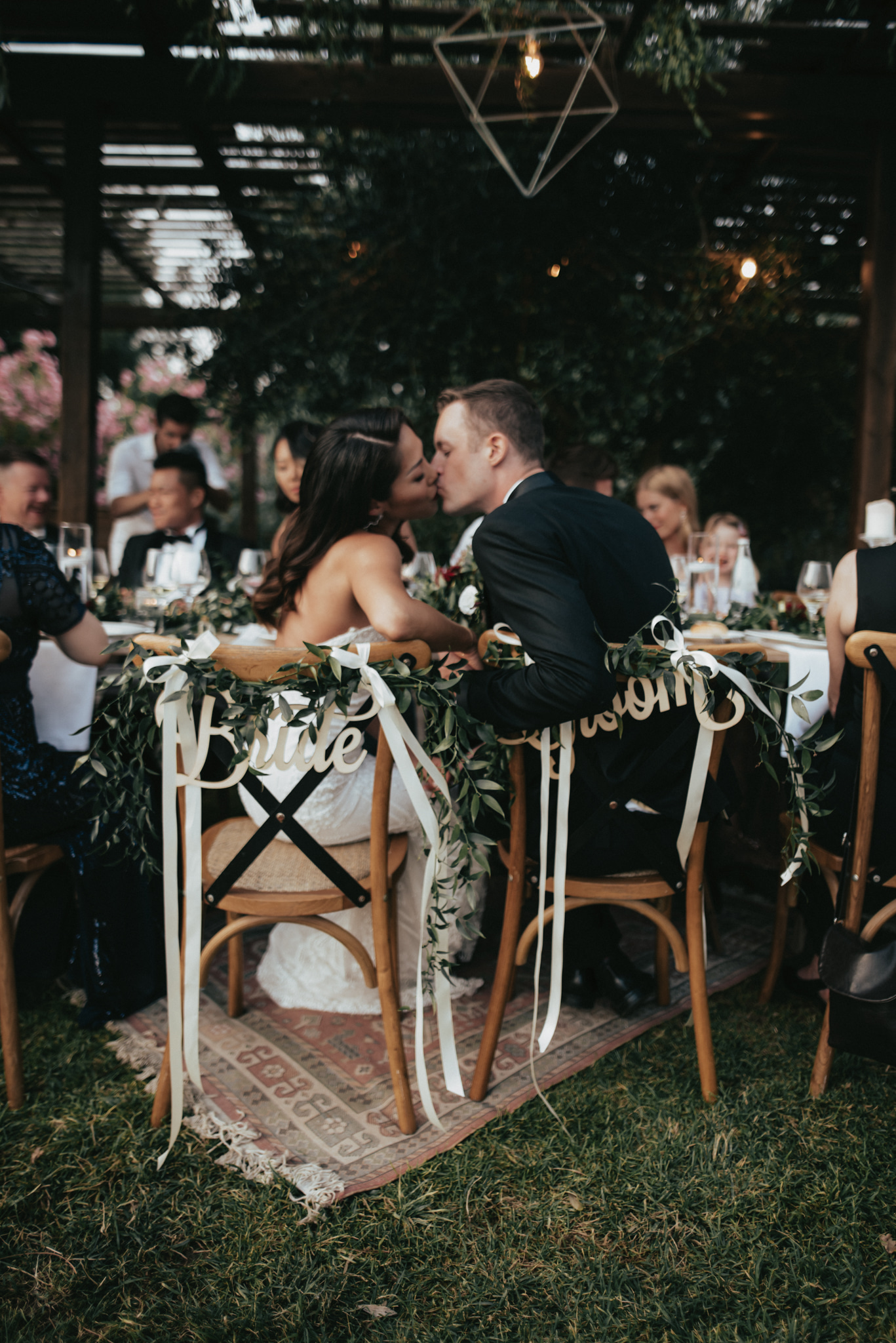 bride and groom chair signs for reception