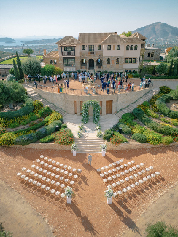 An Elegant Outdoor Wedding at a Post-byzantine Mansion in Greece