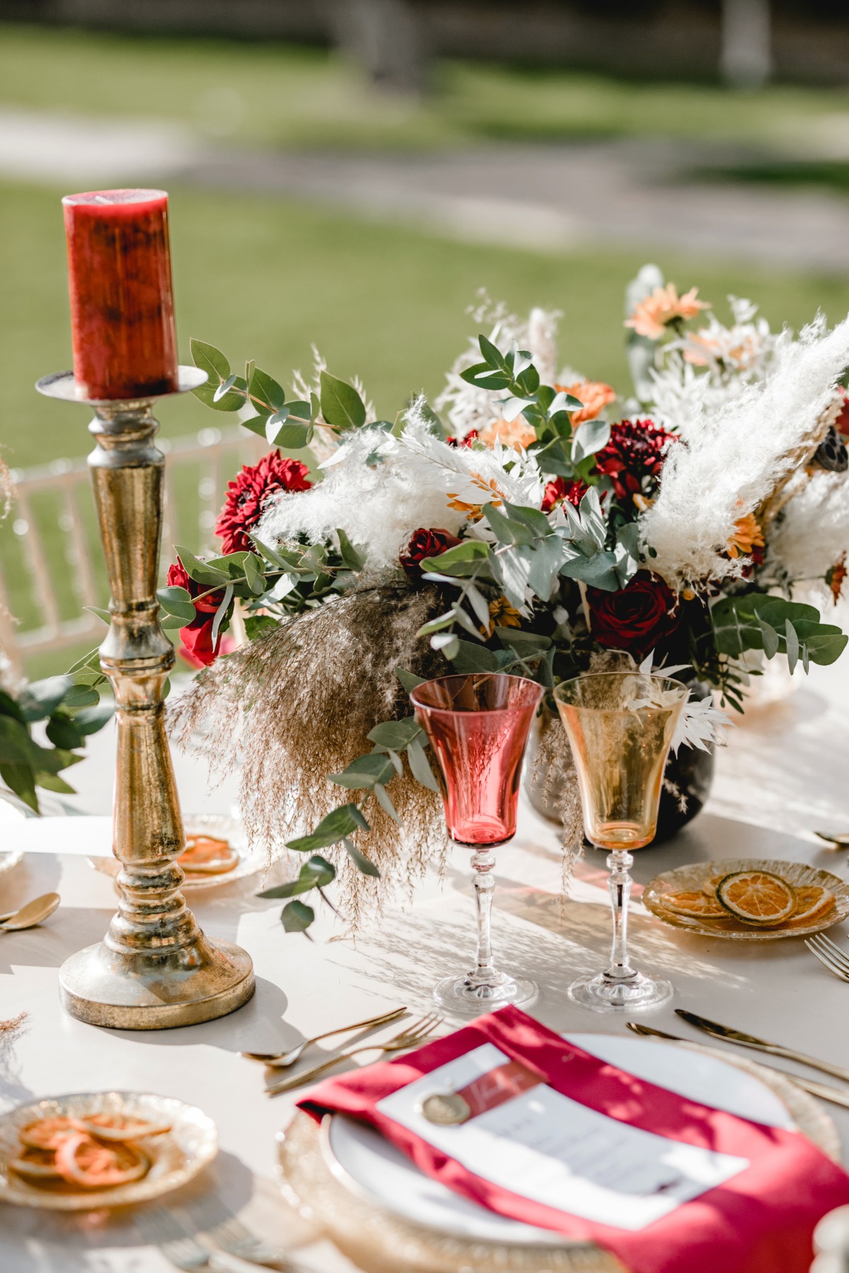 colorful wedding glassware