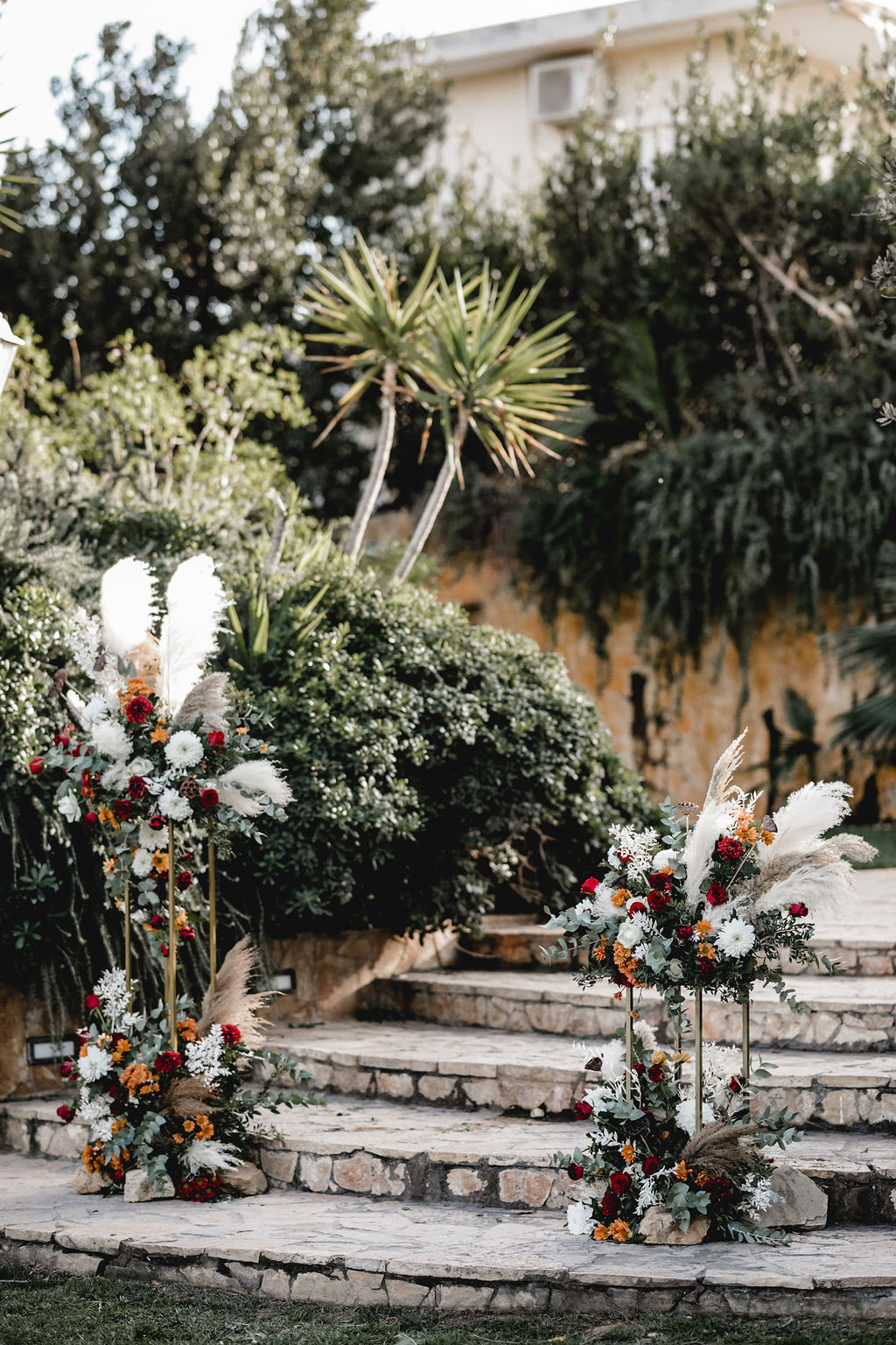 tall summer floral installations