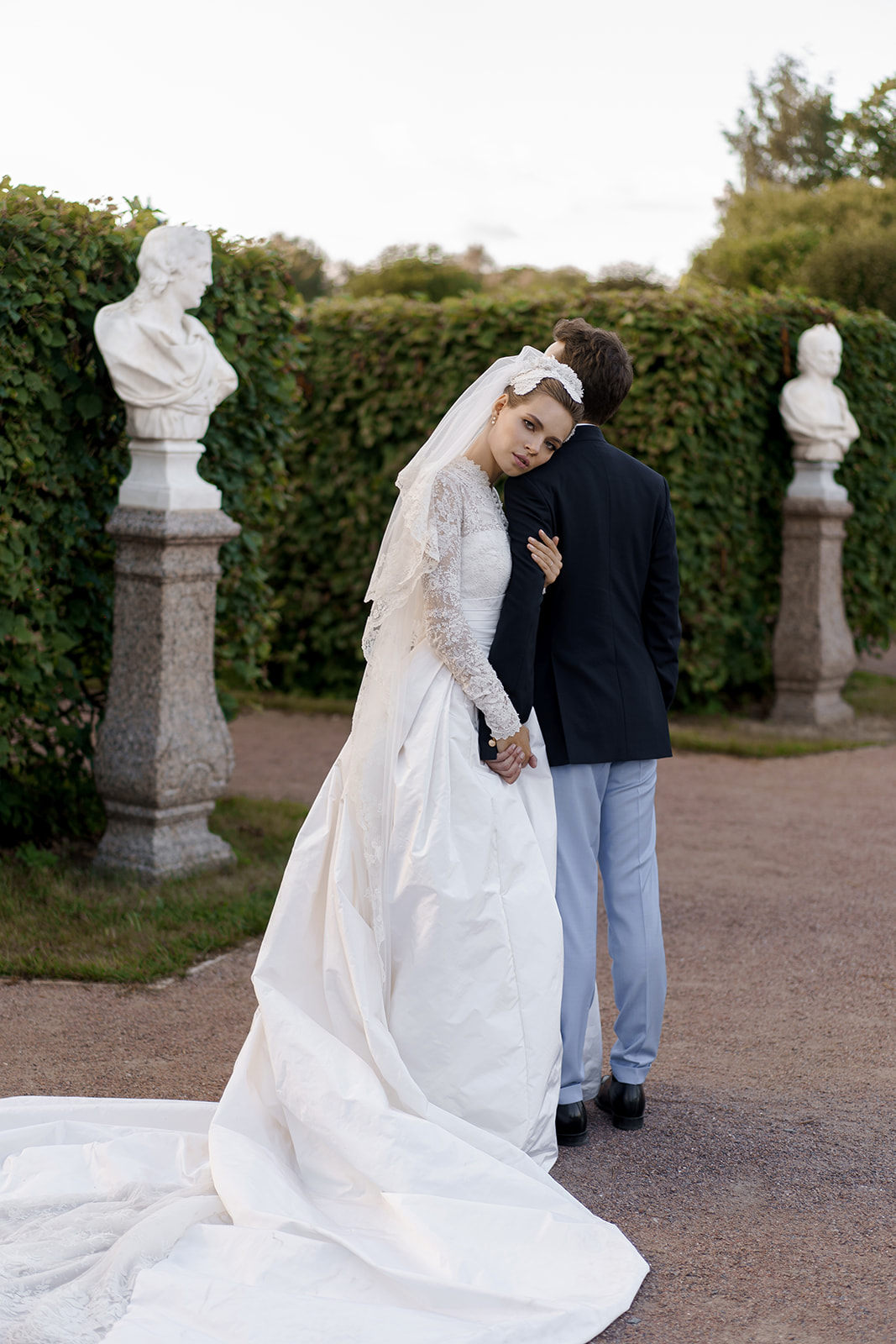 royal inspired wedding couple portrait