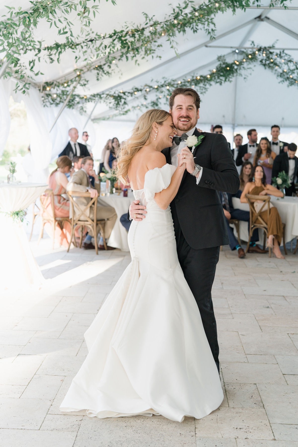 off the shoulder trumpet wedding gown