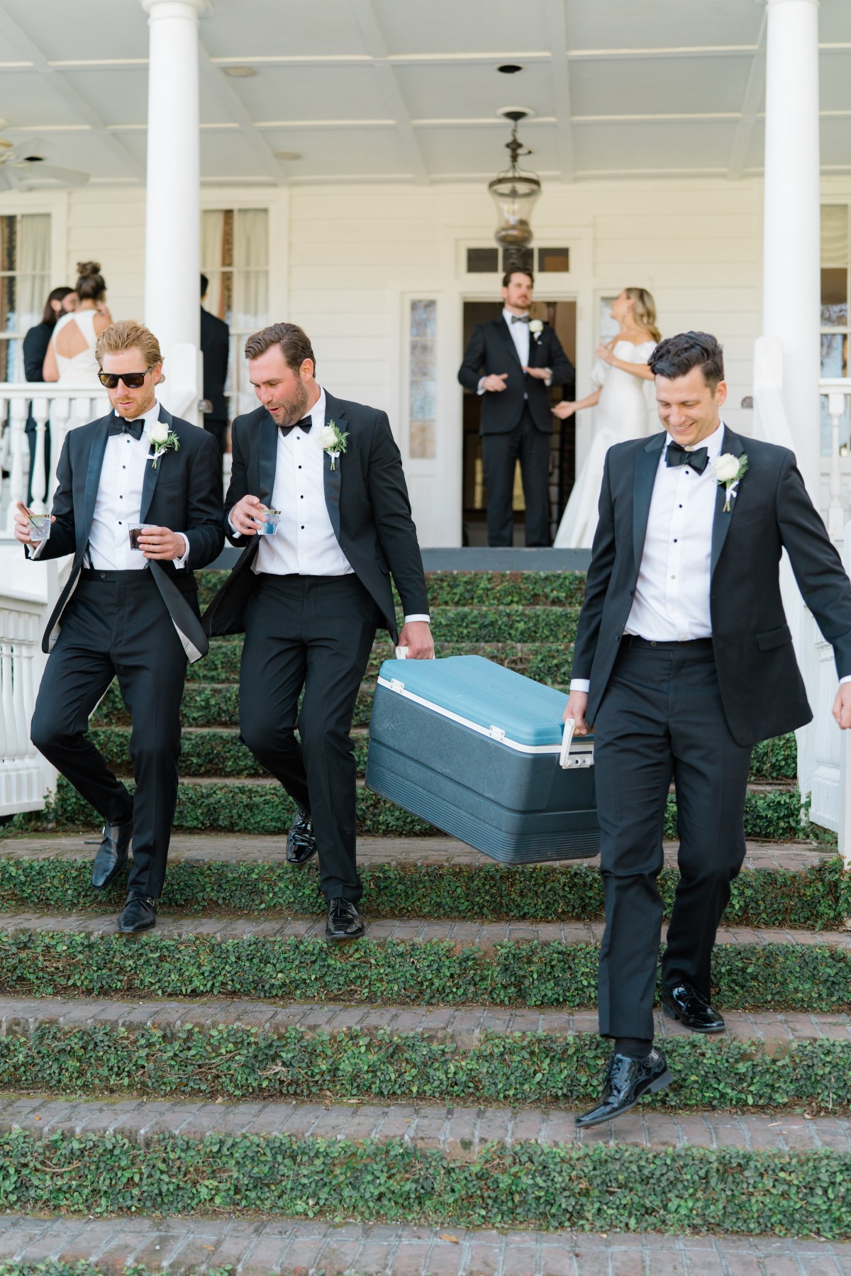 The bride (and her bridesmaids) wore white at this Charleston wedding