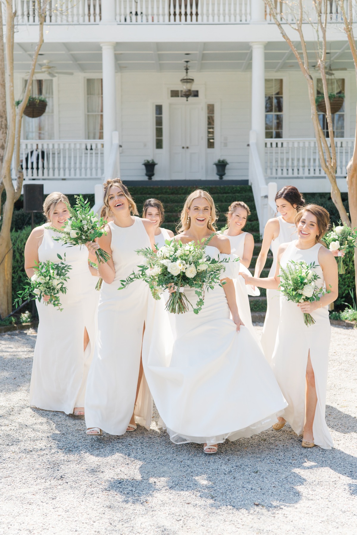 white bridesmaid dresses