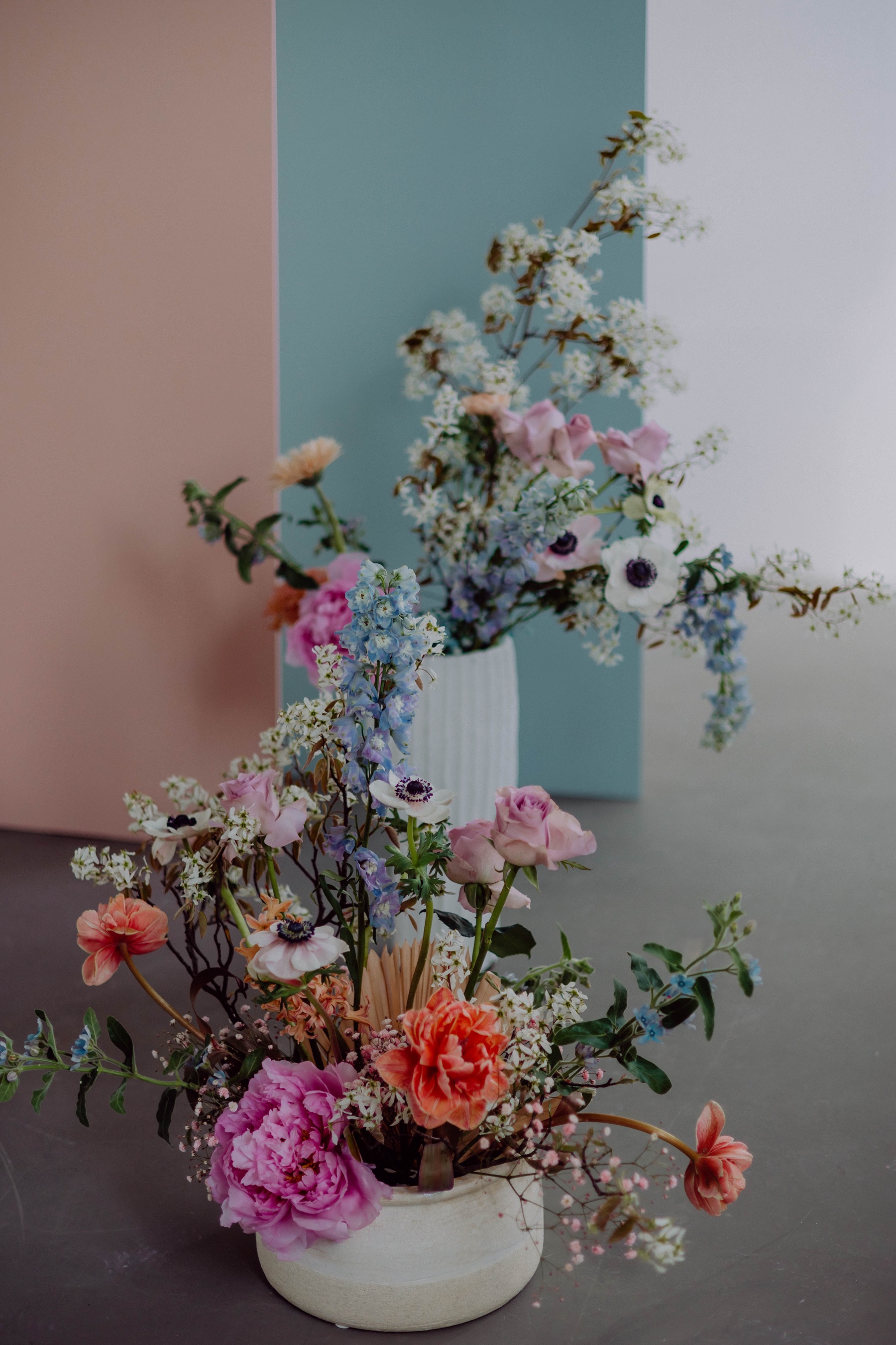 colorful spring wedding arrangements