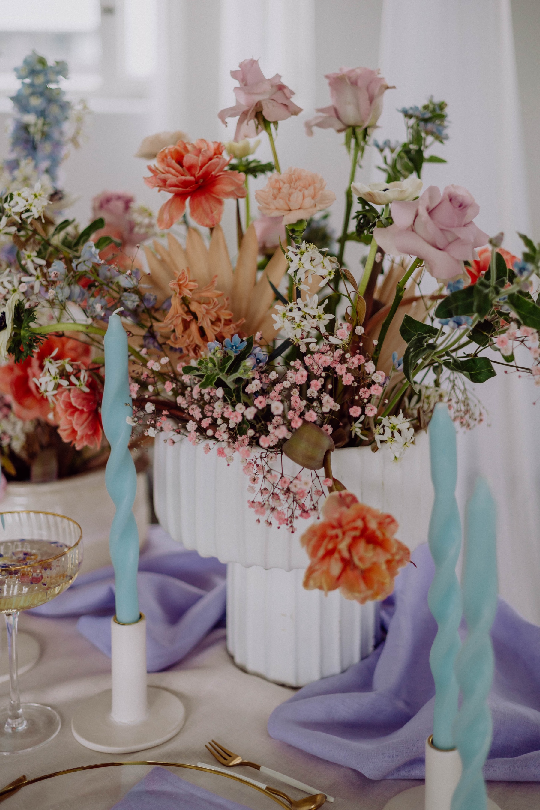 pop of color wedding centerpieces