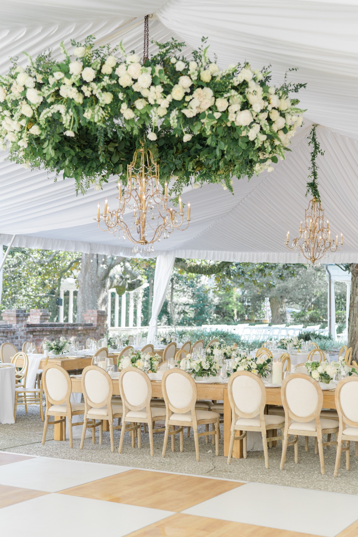 chandelier floral installation