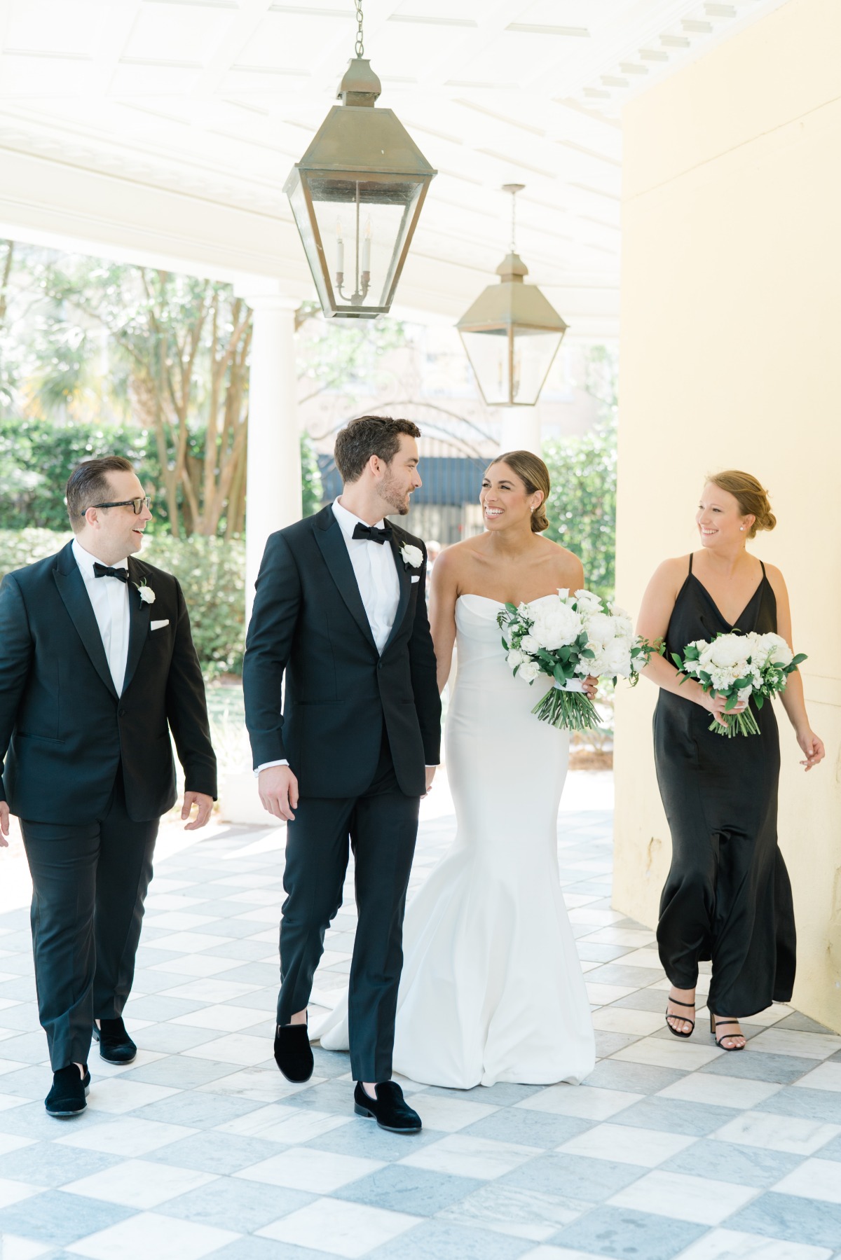 white and green bouquets