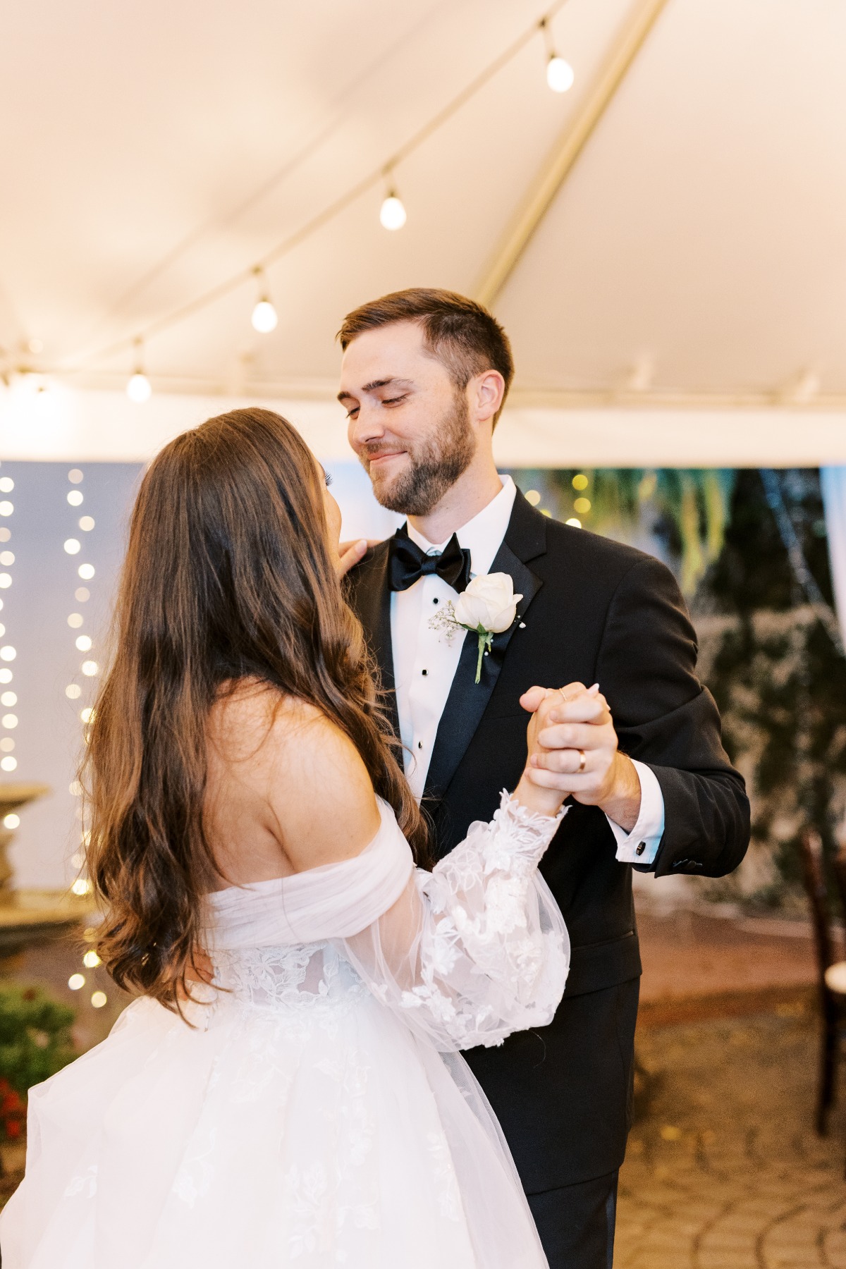 string lights for wedding tent