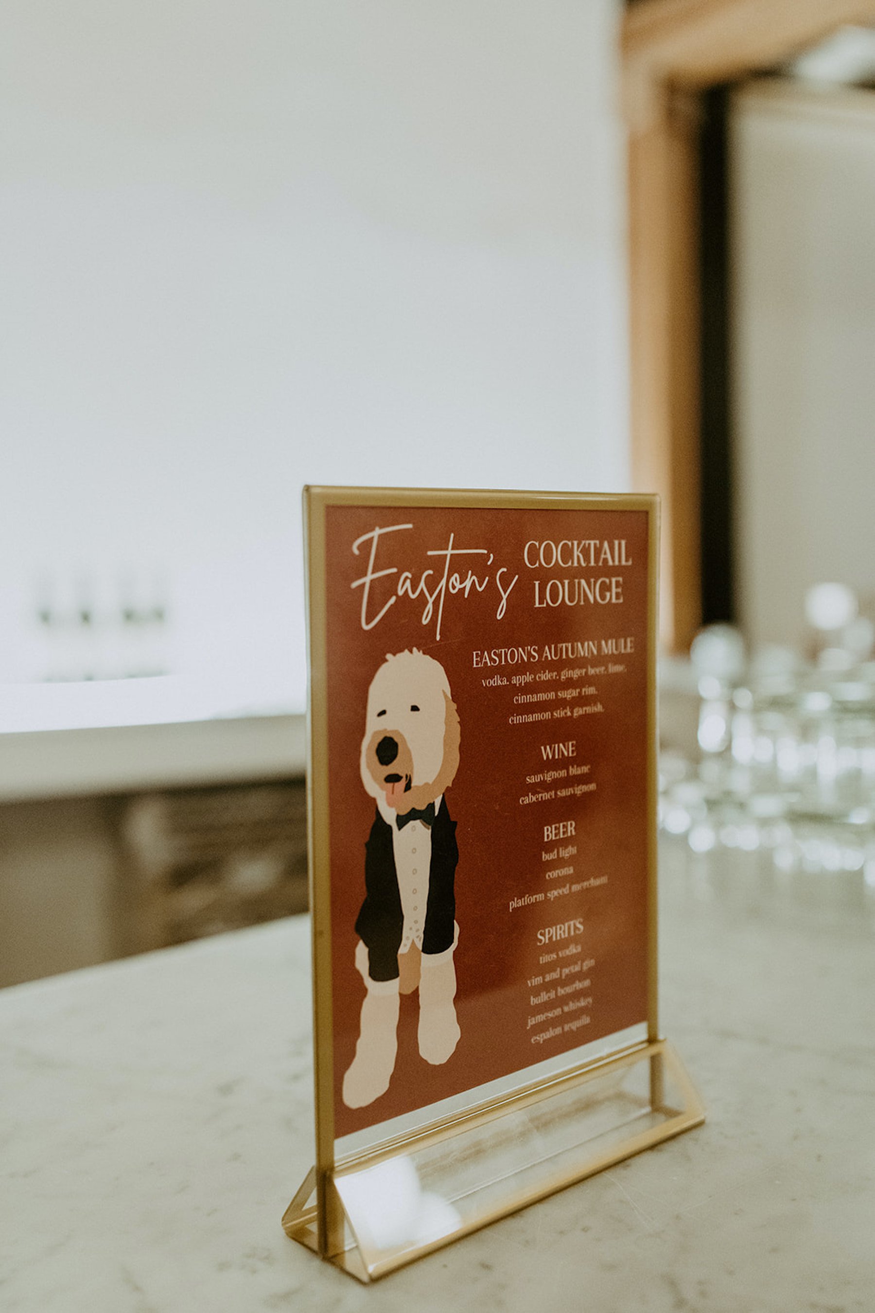 customized wedding bar menu