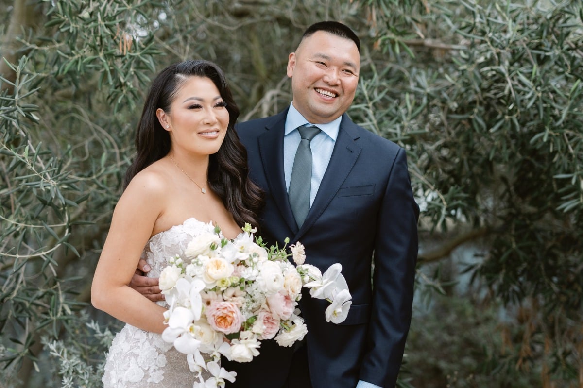 Gorgeous glamorous wedding couple