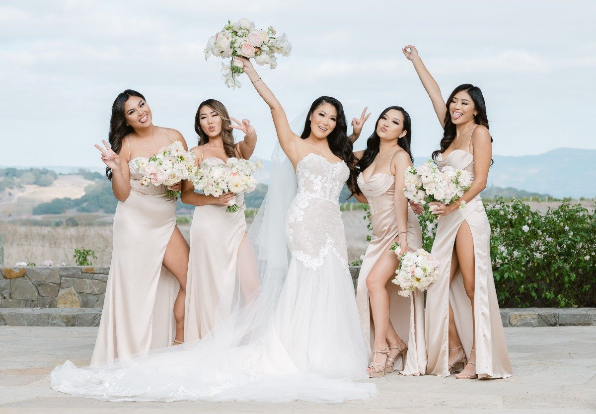 Gorgeous nude bridesmaids dresses