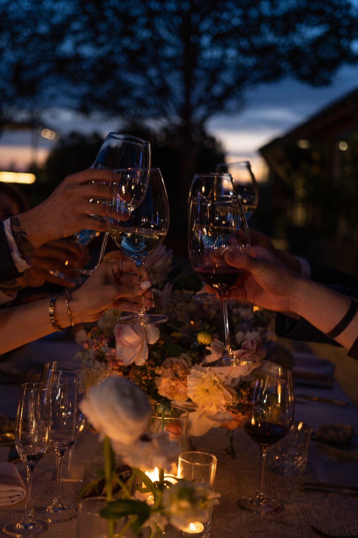 Dusk wine cheers at Carneros