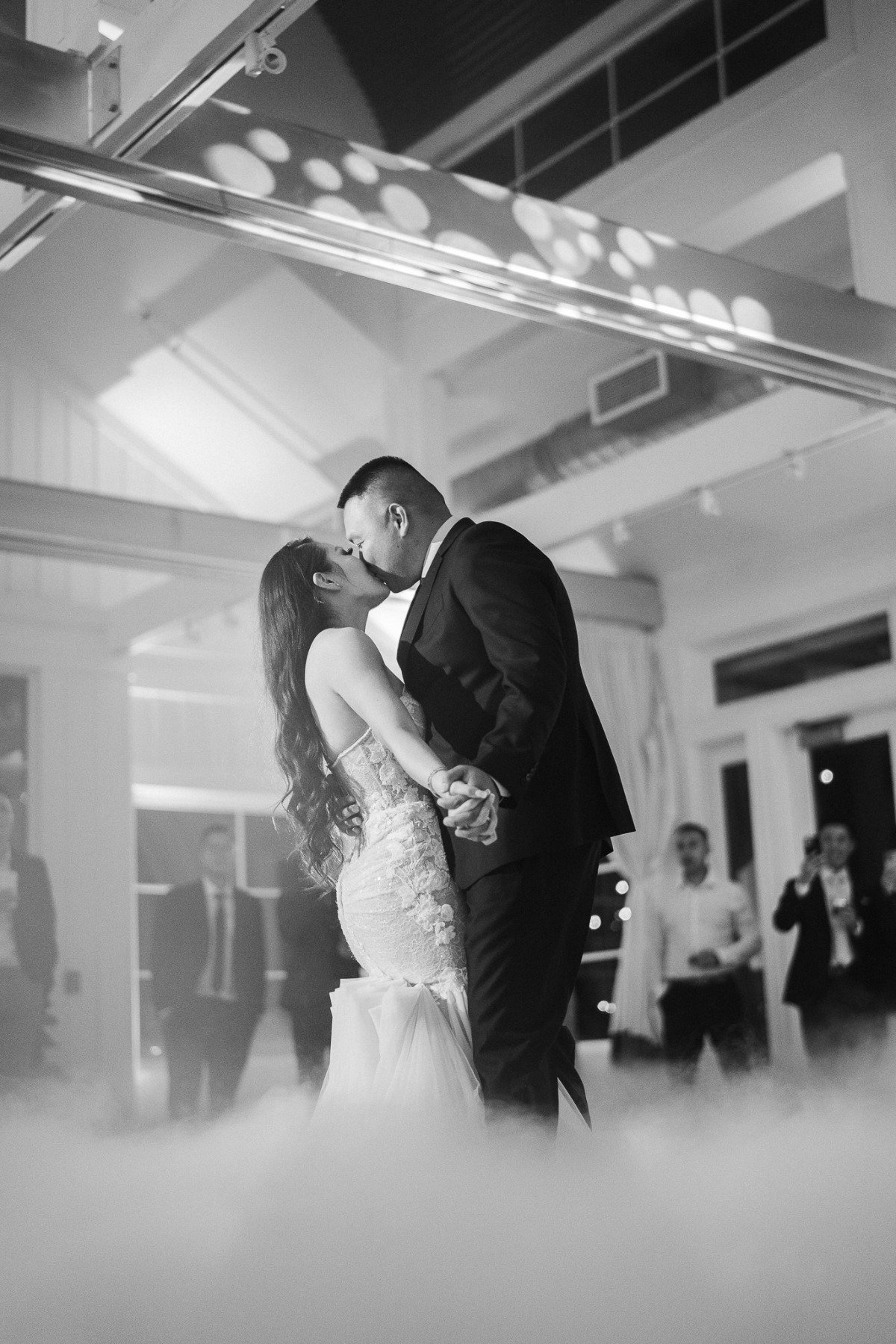 Elegant bride and groom first dance