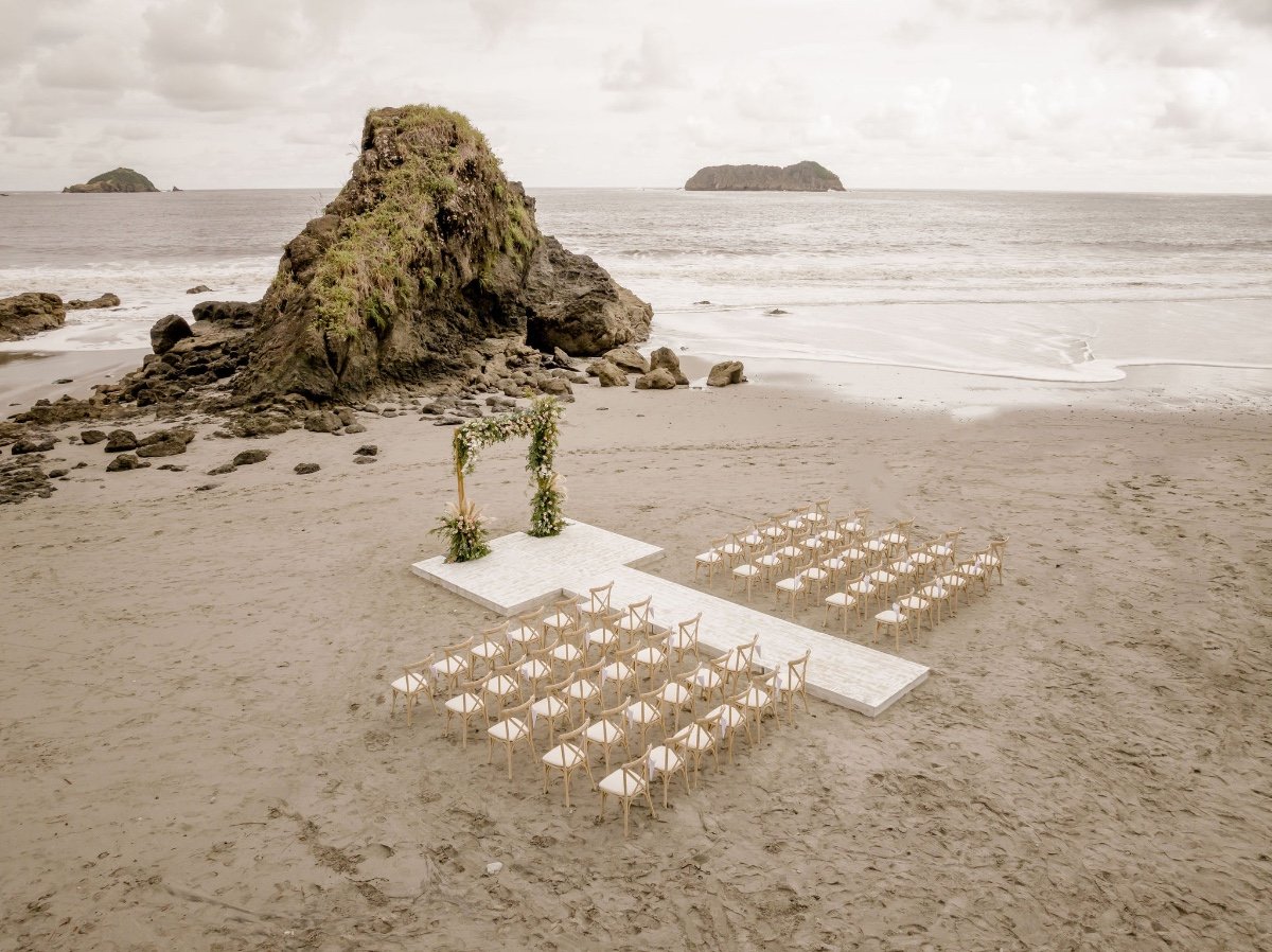 white beach wedding ceremony in Costa Rica