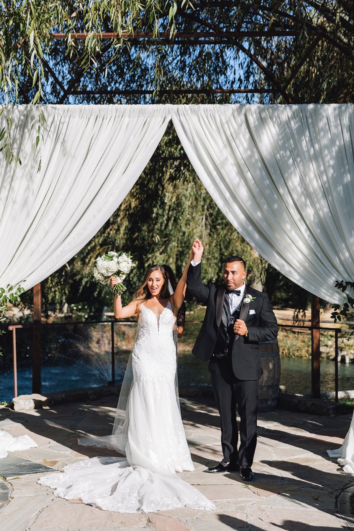 bride and groom at outdoor vineyard ceremony