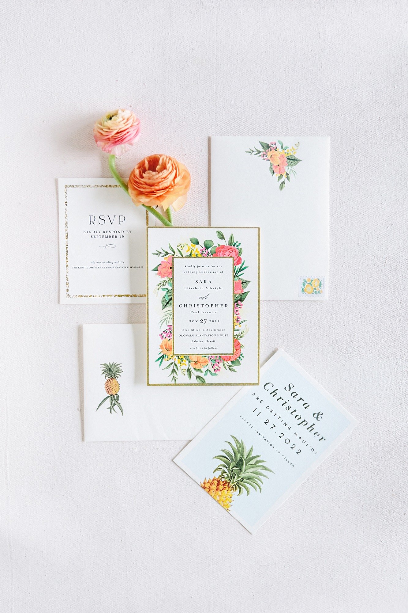 tropical wedding stationery