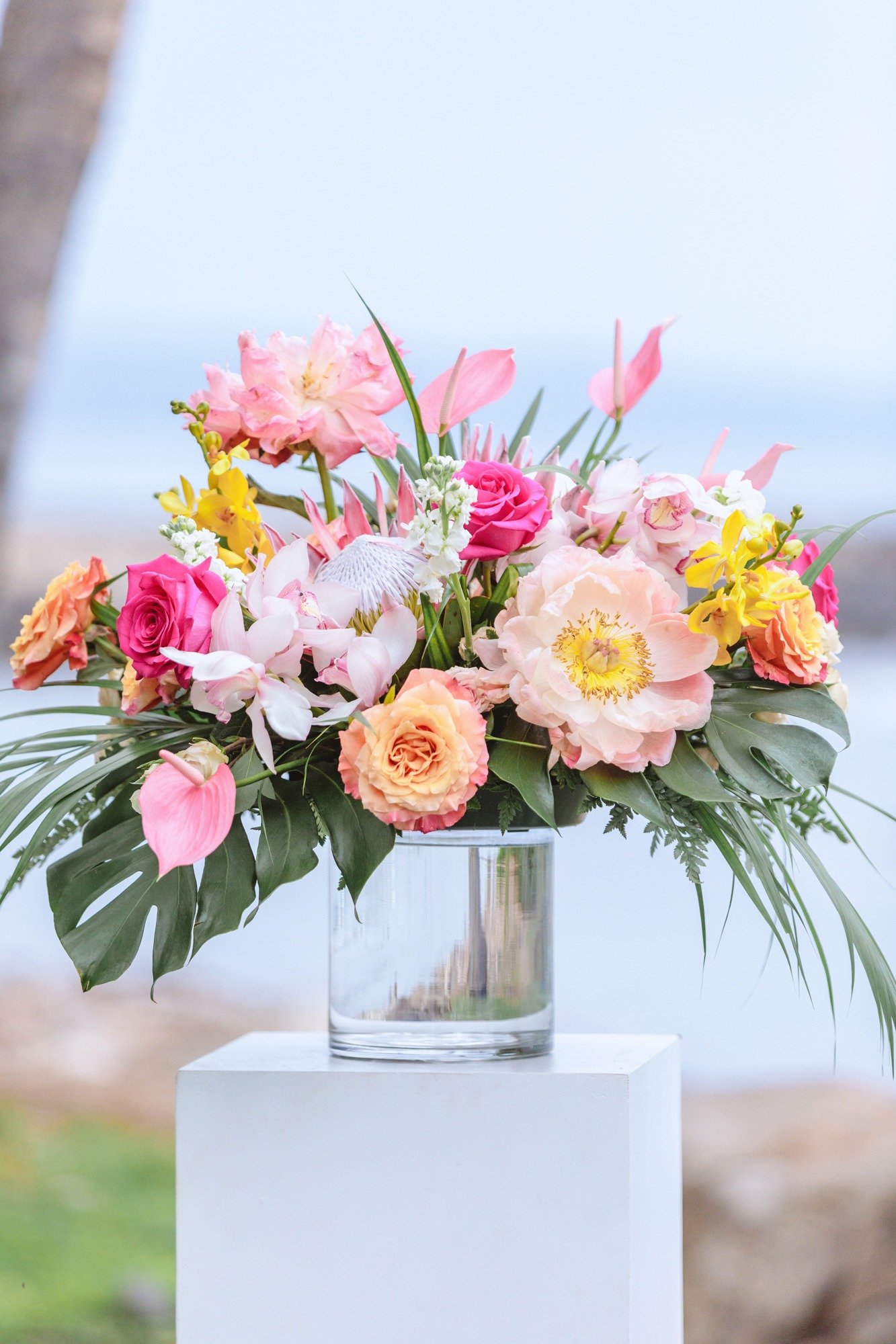 tropical ceremony flower arrangement