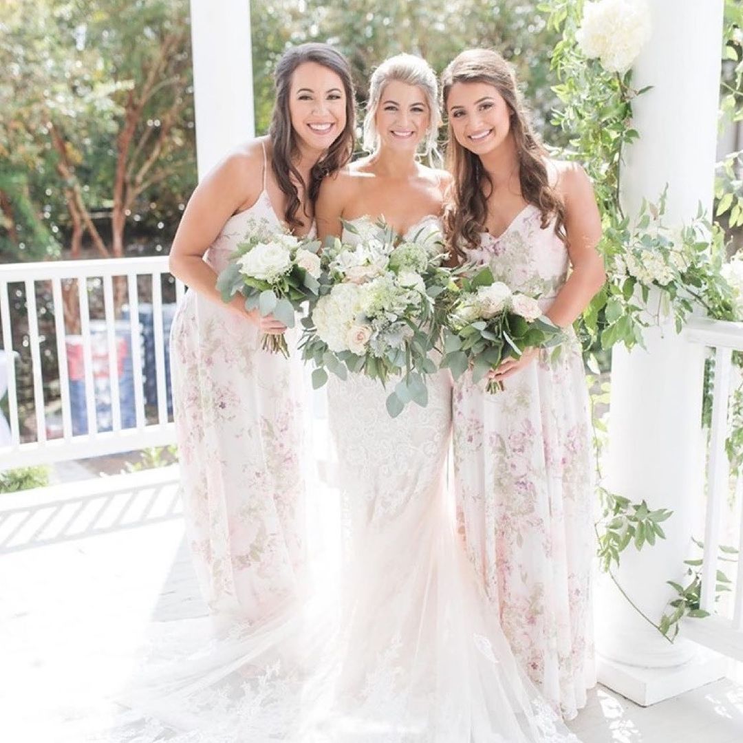 blush floral bridesmaid dresses