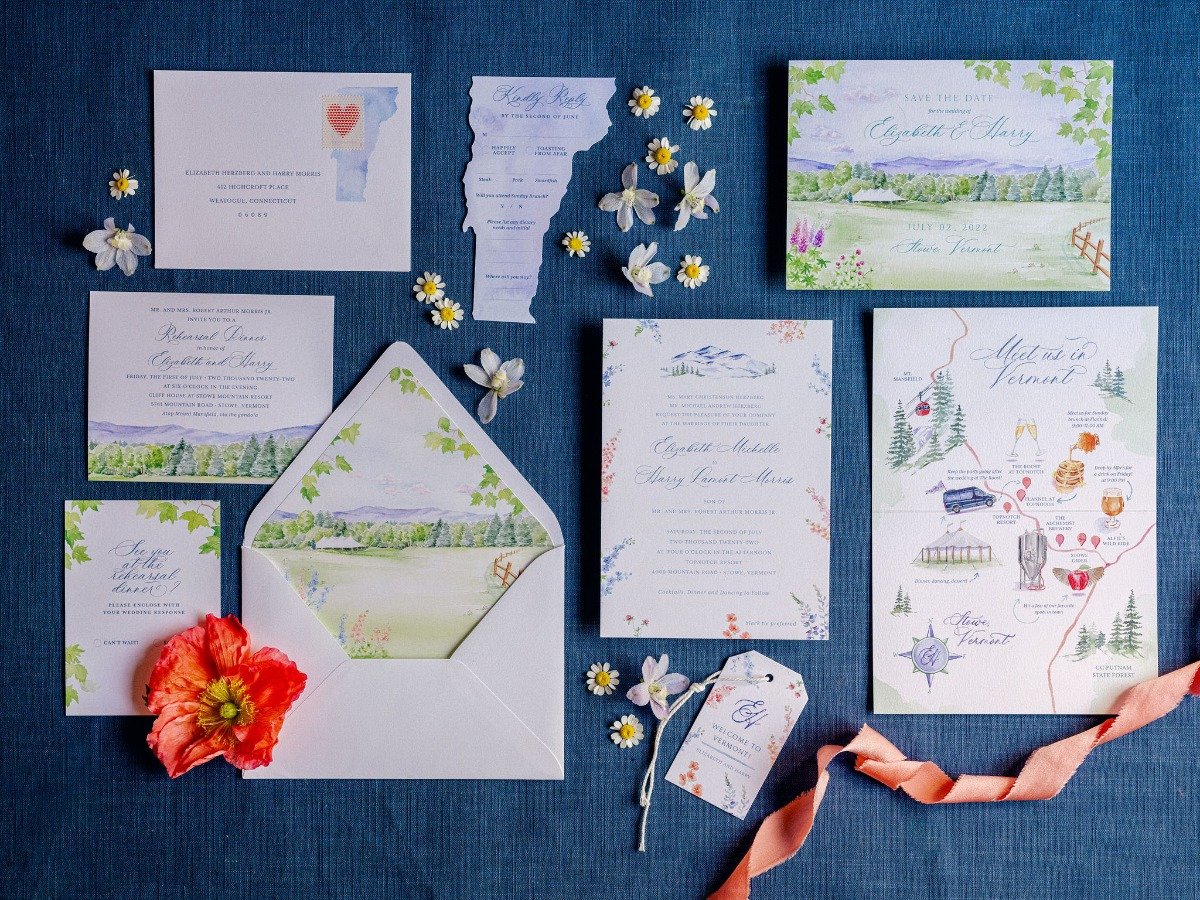 custom destination wedding stationery