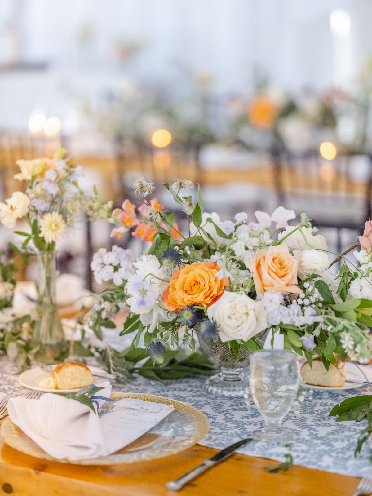 blue and orange centerpieces