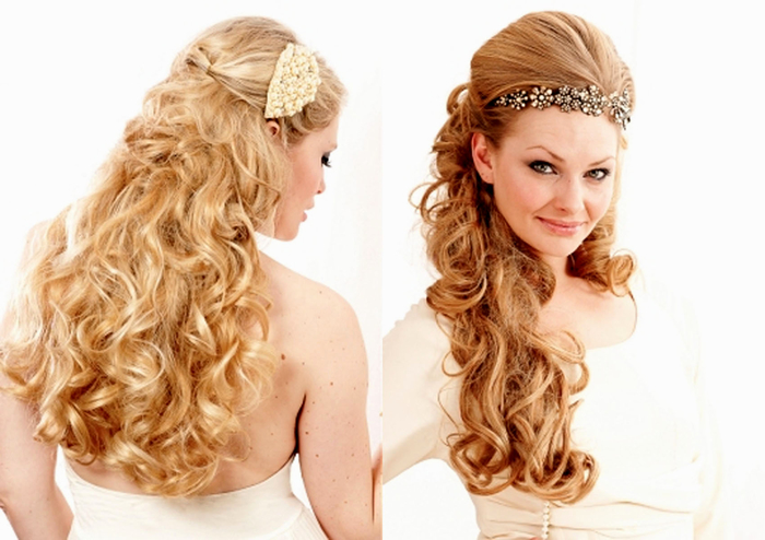 long curly hair with hair jewelry like the Queen hairstyle bridesmaid