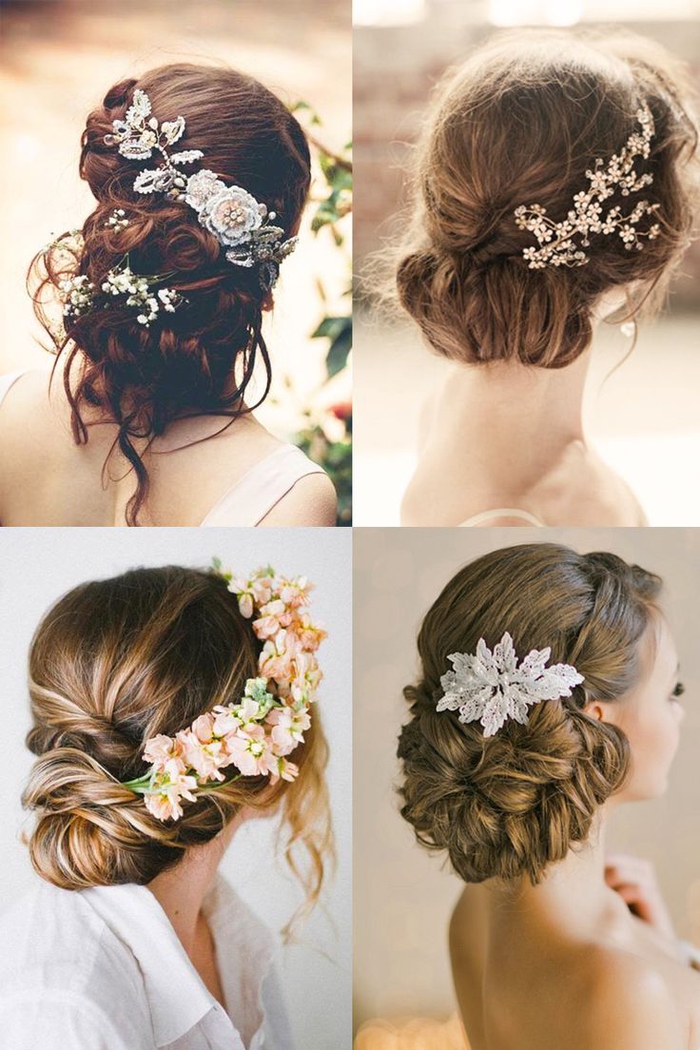 Hairstyles with flowers in hair, hairstyle bridesmaid updos elegant