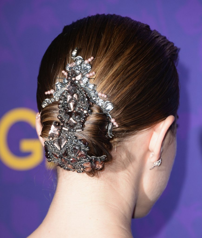 Updo wedding a piece of jewelry made of silver and glass beads