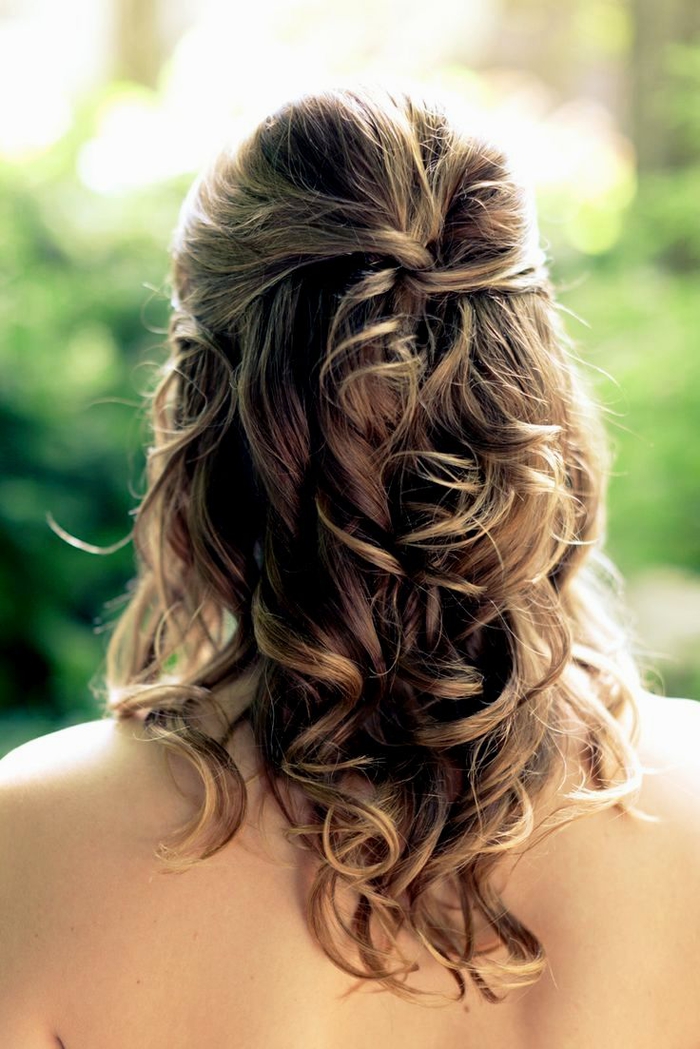 Curls and braided hair on the top of the head simple wedding hairstyles to do it yourself